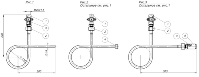 ОУД-1,6-225-06-А Отборное устройство давления: Исполнение – угловое петлевое